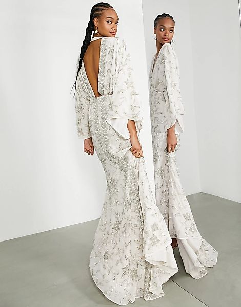 ASOS EDITION – Lucille – Brautkleid mit Blumen- und Perlenverzierung in Aus günstig online kaufen
