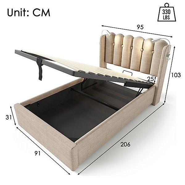 STILVORA Polsterbett 90x200 Bettgestell Jugendbett mit Stauraum,Funktionsbe günstig online kaufen