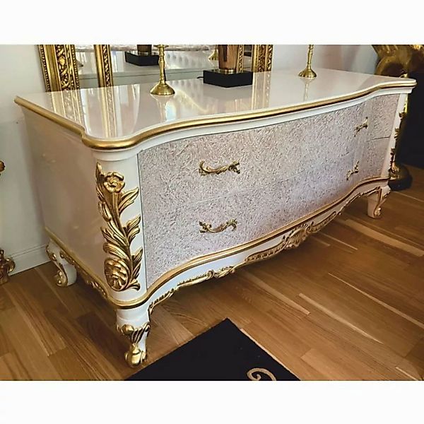 Casa Padrino TV-Schrank Casa Padrino Luxus Barock TV Schrank Weiß / Gold 16 günstig online kaufen