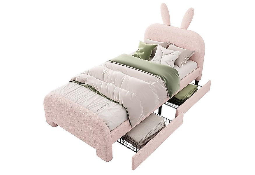 Flieks Polsterbett, Kinderbett Einzelbett 90x200cm, Kaninchenform Kopfteil, günstig online kaufen