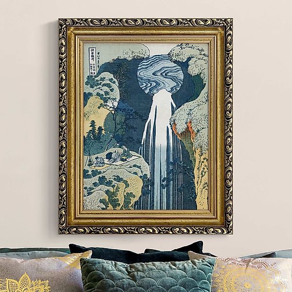 Gerahmtes Leinwandbild Katsushika Hokusai - Der Wasserfall von Amida günstig online kaufen