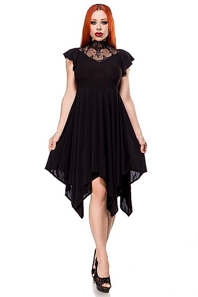 Ocultica Minikleid Weites schwarzes gothic Kleid mit Spitzeneinsatz, Reißve günstig online kaufen