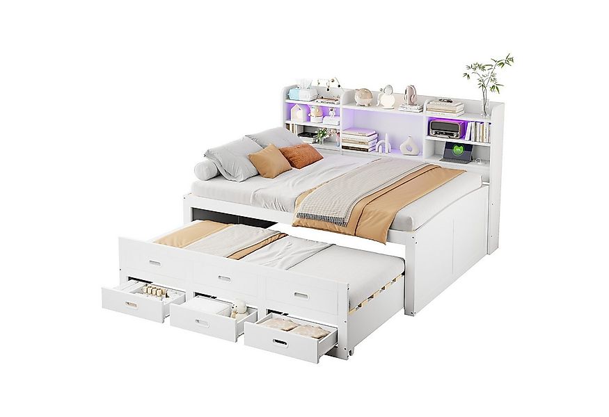Merax Daybett mit Ausziehbett 90x190cm, Tagesbett mit LED-beleuchtung & USB günstig online kaufen