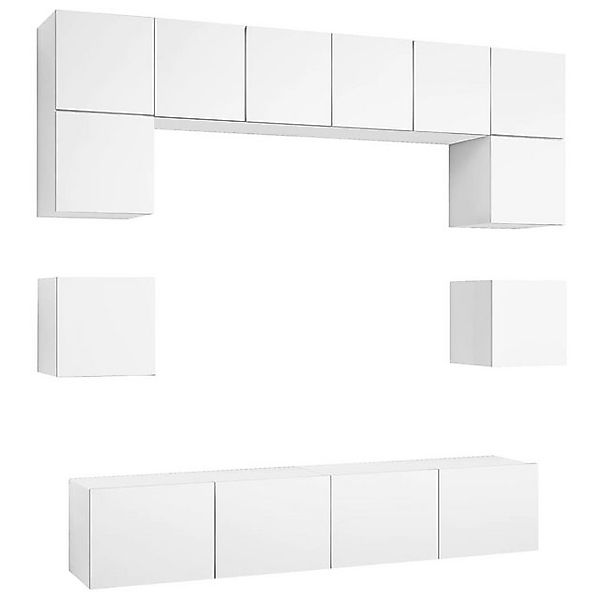 furnicato TV-Schrank 8-tlg. TV-Schrank-Set Weiß Holzwerkstoff (1-St) günstig online kaufen