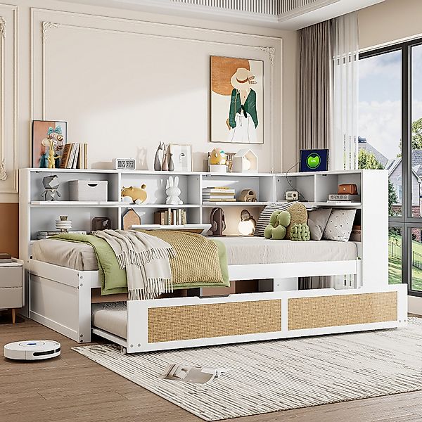 OKWISH Stauraumbett Holzbett Einzelbett Kinderbett mit günstig online kaufen