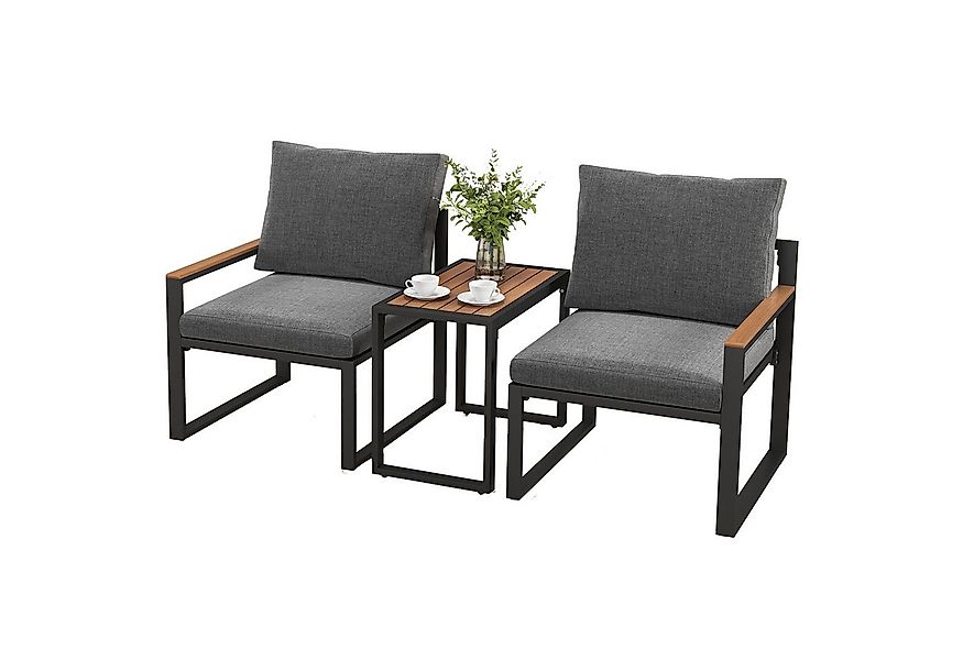 COSTWAY Balkonset, (3-tlg), Sitzgruppe inkl. Tisch & 2 Stühlen mit Kissen, günstig online kaufen