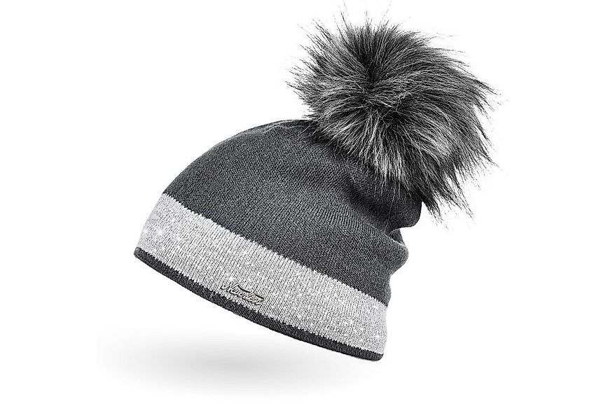 Neverless Bommelmütze Damen Strick-Mütze gefüttert Fell-Bommel Kunstfell Wi günstig online kaufen