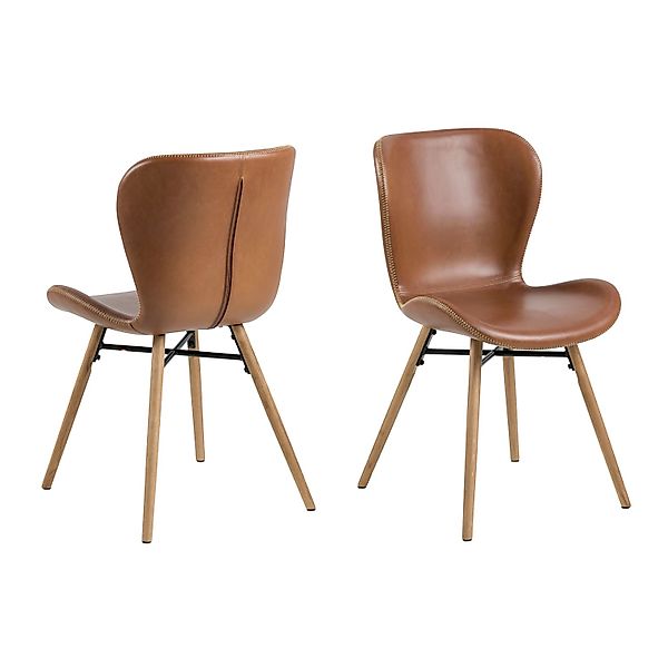 ebuy24 Bali Esszimmerstuhl aus PU Kunstleder Cognac Farben und Massiven Bei günstig online kaufen