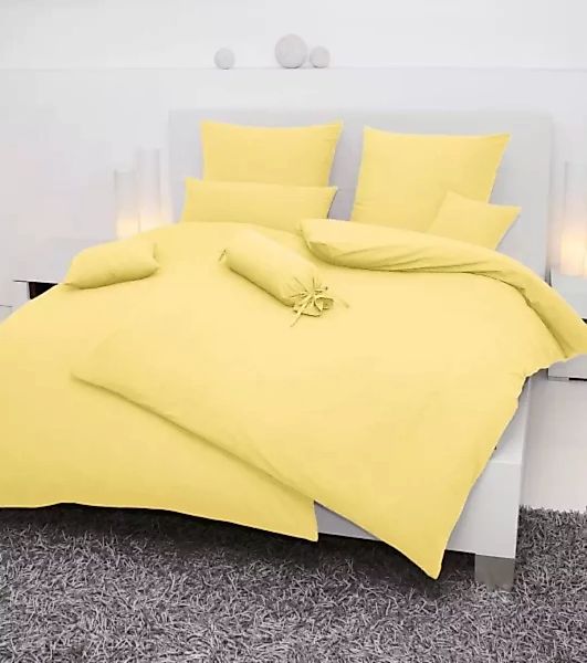 Janine Mako-Soft-Seersucker Bettwäsche PIANO 0125 gelb Größe:  40x40 cm günstig online kaufen