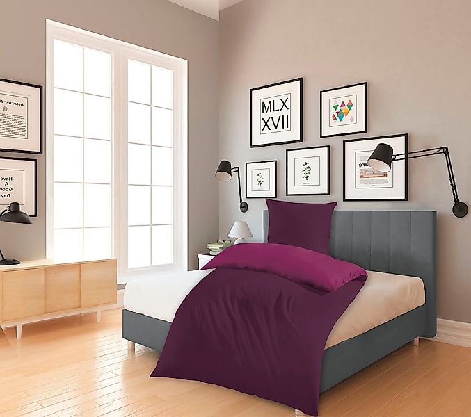 KiNZLER Wendebettwäsche "Wendebettwäsche Mikrofaser Flanell Bettwäsche "Cas günstig online kaufen