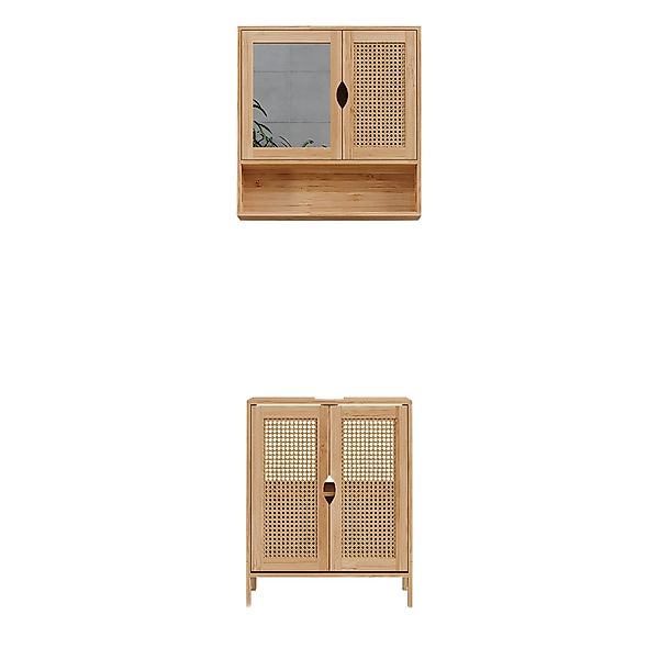 Vicco Badmöbel-Set Liora Bambus 2 Teile günstig online kaufen