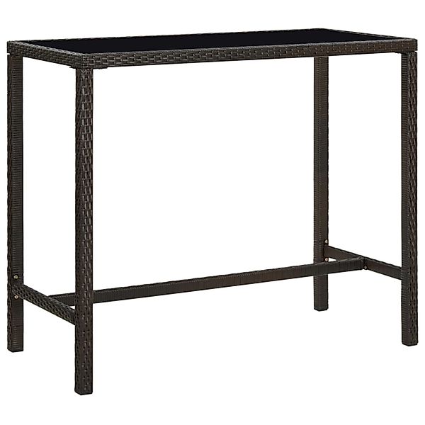 vidaXL Garten-Bartisch Braun 130x60x110 cm Poly Rattan und Glas 313460 günstig online kaufen