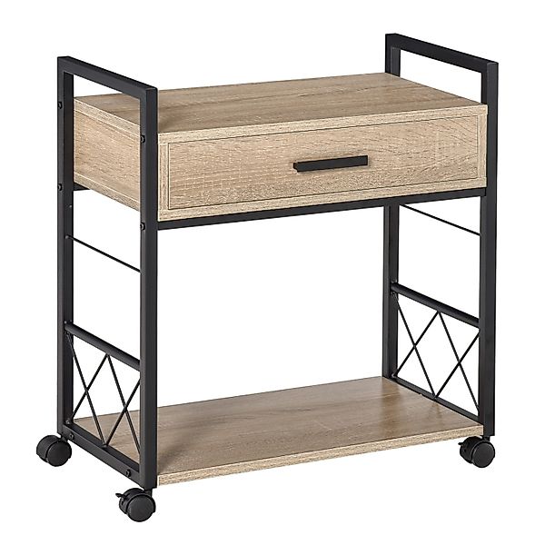 HOMCOM Beistelltisch mit Rädern Schublade Ablage Spanplatte Natur 60 x 30 x günstig online kaufen