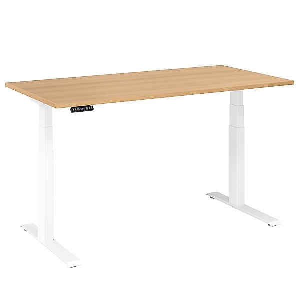 Schreibtisch RAPID elektrisch höhenverstellbar - Eiche Dekor - Weiß günstig online kaufen