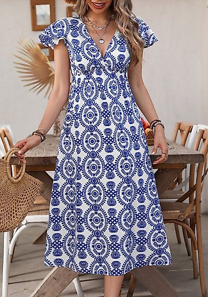 Cupshe Druckkleid Boho Maxikleid mit ausgestellten Ärmeln günstig online kaufen