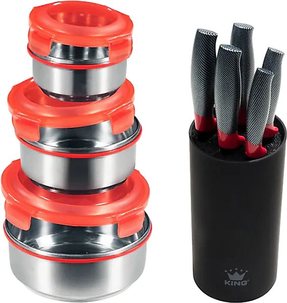 KING Messerblock »Carbon Optic«, 9 tlg., inkl. 3-teiligem Dosen-Set günstig online kaufen