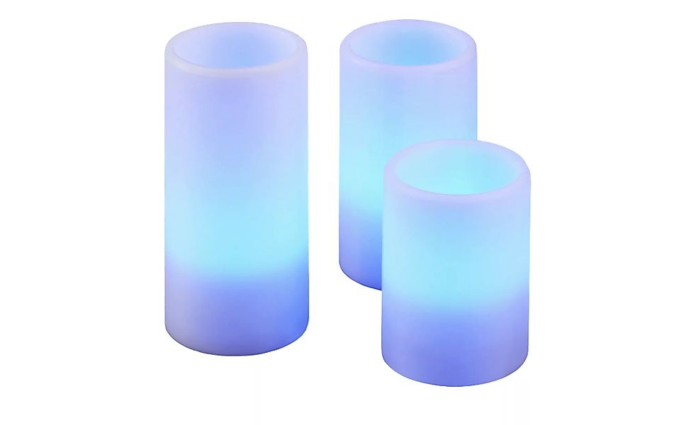 LED Echtwachs-Kerzenset 3-teilig - weiß - Kunststoff, Wachs - Sconto günstig online kaufen