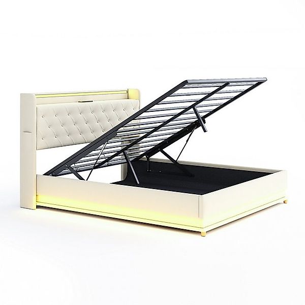 STILVORA Polsterbett Stauraumbett 160×200 Jugendbett Doppelbett mit USB Ans günstig online kaufen