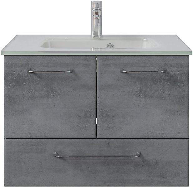 Saphir Badmöbel-Set "Quickset 945 Glas-Waschtisch mit Unterschrank, 74 cm b günstig online kaufen