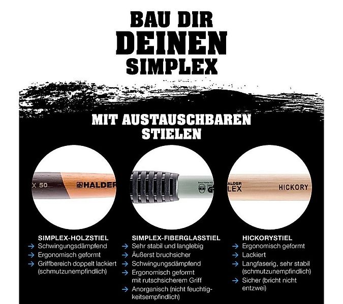 Gummihammer HALDER SIMPLEX Schonhammer Ø 40 mm Gummi / Superplastik mit Tem günstig online kaufen