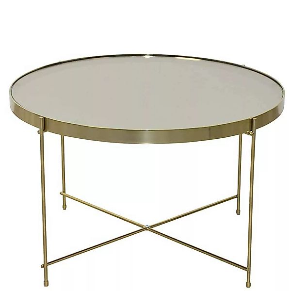 Wohnzimmer Tisch mit Spiegelglasplatte Goldfarben und Cremeweiß günstig online kaufen