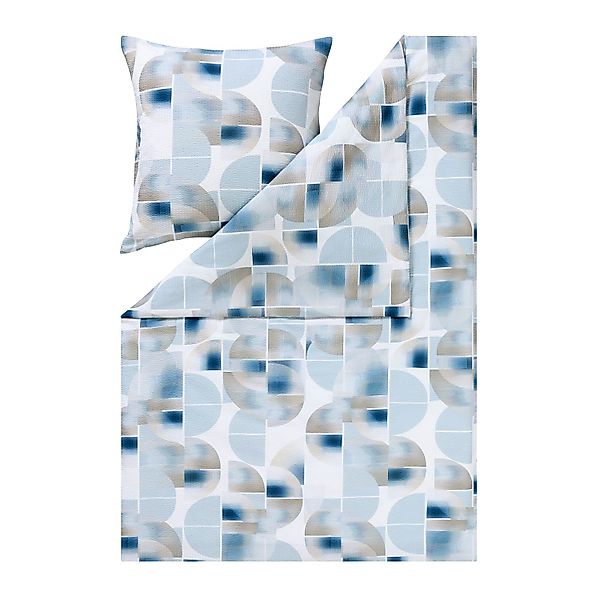 Estella Seersucker Bettwäsche Simon 3614-051 Geometrisch Blau 155x220 günstig online kaufen