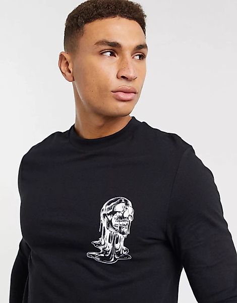 ASOS DESIGN – Langärmliges T-Shirt aus biologischem Material in Schwarz mit günstig online kaufen