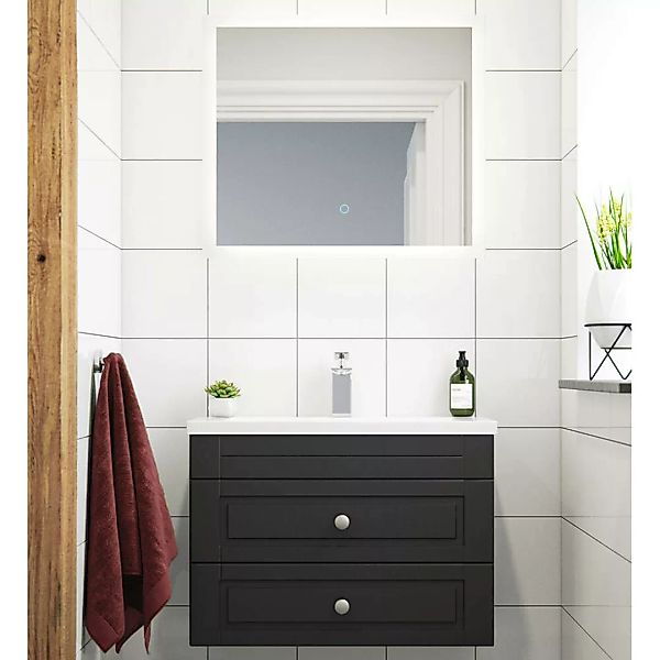 Badezimmer Waschplatz anthrazit Seidenglanz Landhausstil 70 cm breit COLOMA günstig online kaufen