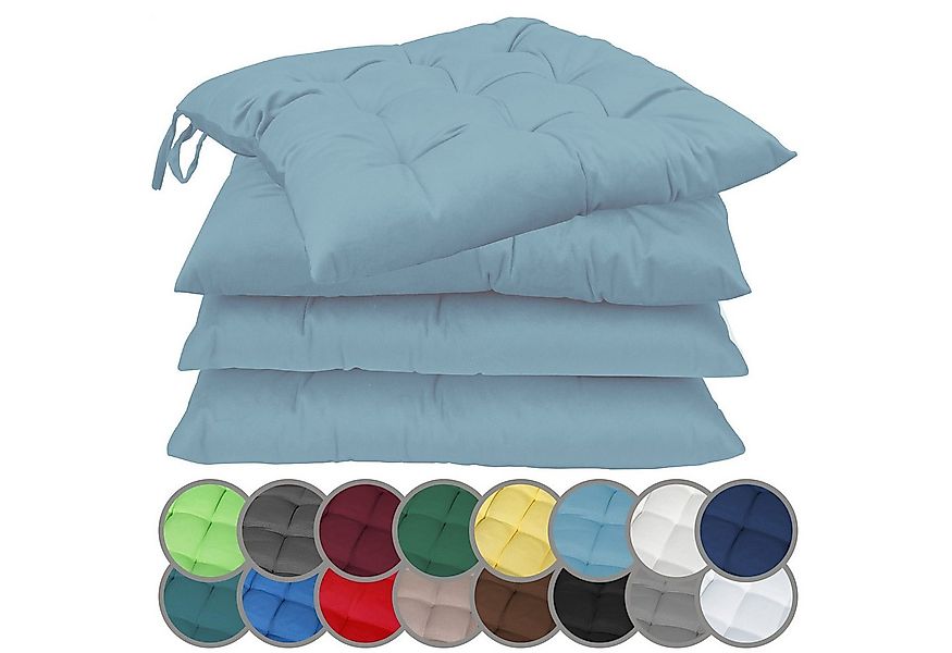 NatureMark Sitzkissen 4er-Set Stuhlkissen 40x40cm mit Bändern, Sitzpolster günstig online kaufen
