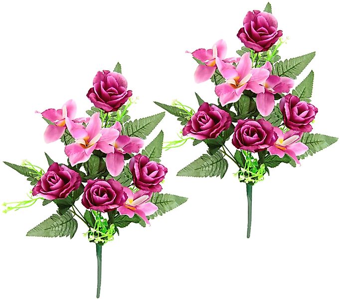 Kunstblume Bouquet aus Orchideen und Rosen, günstig online kaufen
