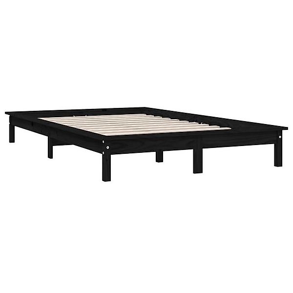 vidaXL Bettgestell Massivholzbett Schwarz 200x200 cm Kiefer Bett Bettrahmen günstig online kaufen