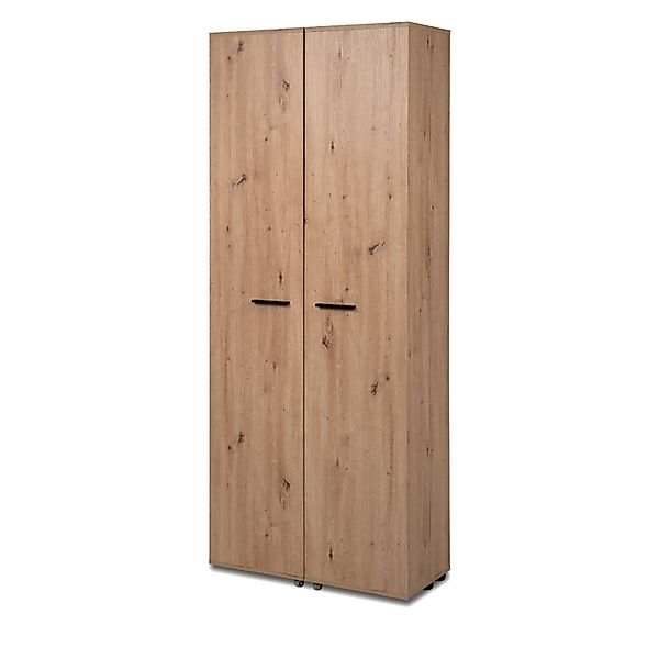 Furn.Design Schuhschrank Eiche Artisan 74 x 182 cm 2-türig 15 Fächer Logu günstig online kaufen