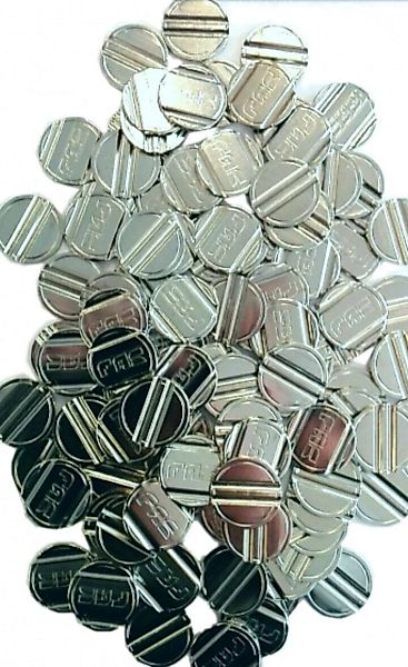 Tischfußballspielsteine Stahl Silber 100 Stück günstig online kaufen