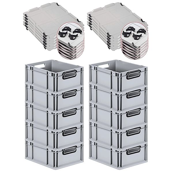 PROREGAL SuperSparSet 10x Eurobox Nextgen Color Mit Auflagedeckel HxBxT 17x günstig online kaufen