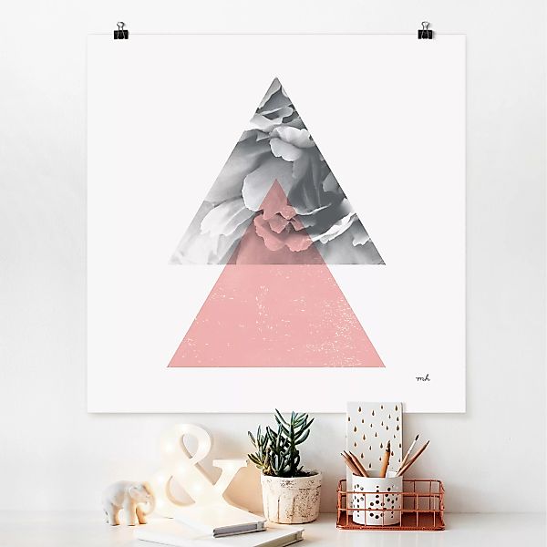 Poster Dreiecke mit Blüte günstig online kaufen