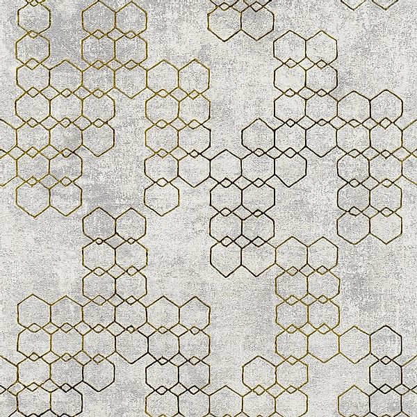 PROFHOME 374244-GU Grafik Tapete Used Look dezent schimmernd Grau Gold 0,53 günstig online kaufen