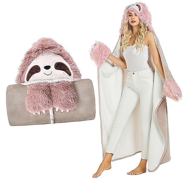 Wohndecke Kuscheldecke mit Ärmeln Faultier Decke mit Kapuze Tragbar Flausch günstig online kaufen