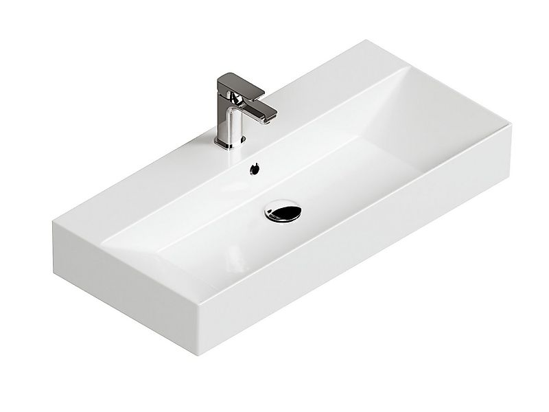 Aqua Bagno Waschbecken Aufsatzwaschbecken 90cm weiß eckig wandhängend Wasch günstig online kaufen