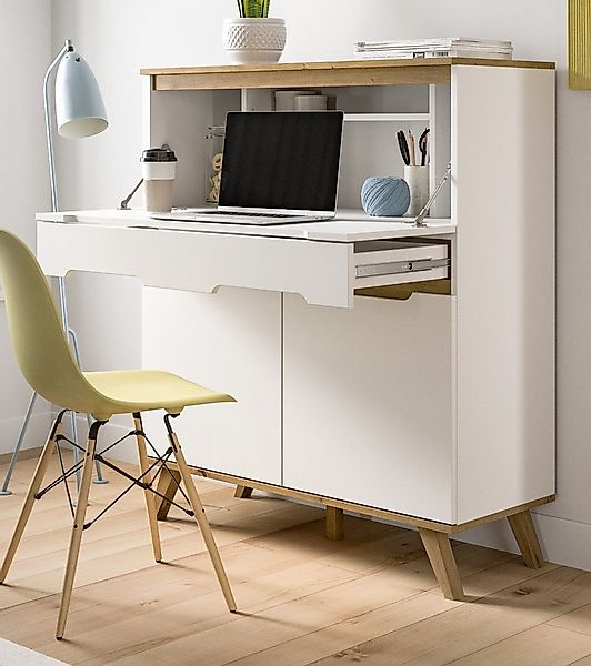 Inn.Furn Sekretär Hygge (in weiß und Nox Eiche, Breite 100 cm), mit Soft-Cl günstig online kaufen