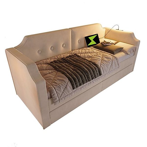TavilaEcon Polsterbett Sofabett mit USB-Type-C, Leselicht, 2 Schubladen, 90 günstig online kaufen