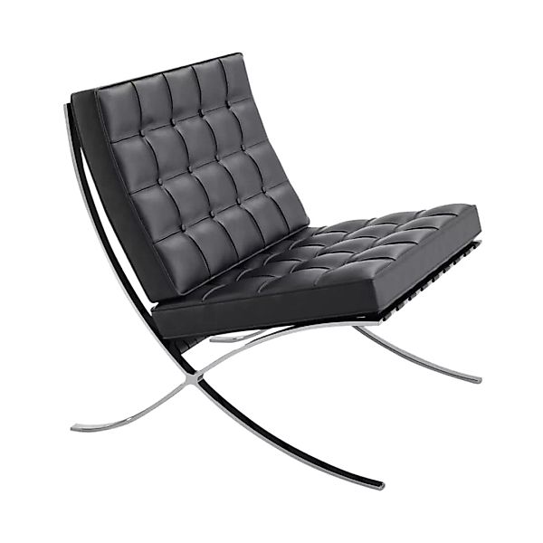 Knoll International - Barcelona® Sessel - schwarz/Gestell chrom/Leder Vellu günstig online kaufen