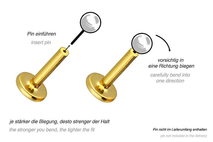 PIERCINGLINE Piercing-Set Titan Labret mit Push günstig online kaufen