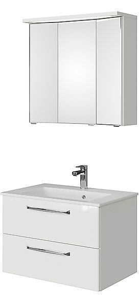 Saphir Badmöbel-Set "Trentino 2-teilig Mineralmarmor-Waschtisch mit LED-Spi günstig online kaufen