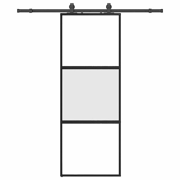 vidaXL Schiebetür mit Beschlag Schwarz 76x205 cm Hartglas 3375817 günstig online kaufen