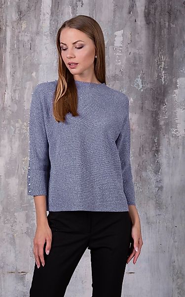 Passioni Strickpullover mit Metallicgarn und Perlen günstig online kaufen