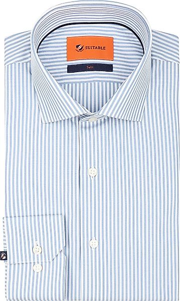 Suitable Twill Hemd Streifen Blau - Größe 42 günstig online kaufen