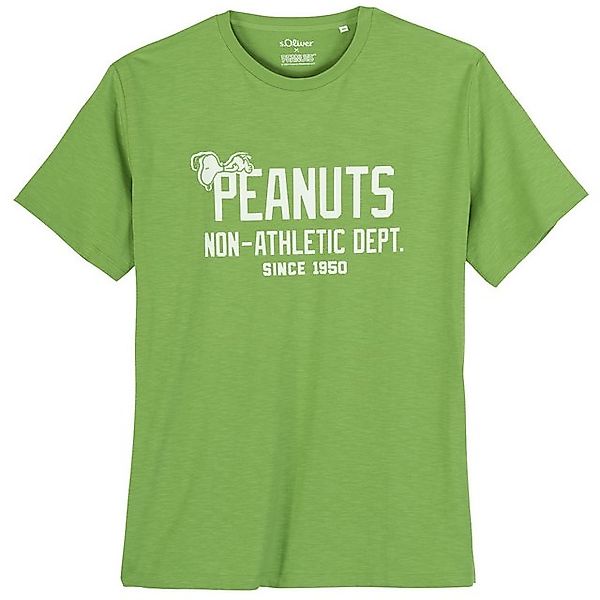 s.Oliver Rundhalsshirt Große Größen Herren T-Shirt grün Peanuts™-Frontprint günstig online kaufen