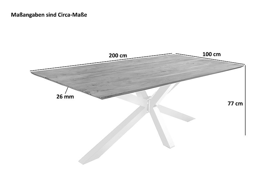 Trelevo® Esstisch Akazienholz massiv, Schweizer Kante, günstig online kaufen