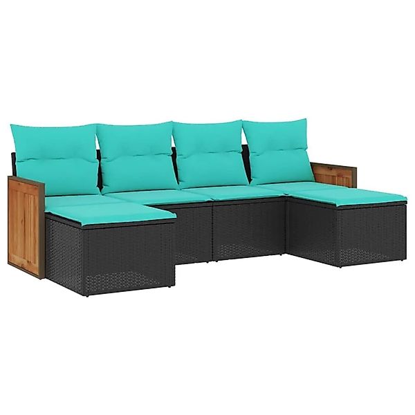 vidaXL 6-Tlg Gartensofa-Set mit Kissen Schwarz Polyrattan 3227898 günstig online kaufen
