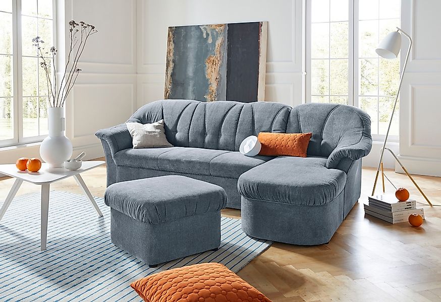 DOMO collection Ecksofa "Pegnitz, elegante Rückensteppung, komfortabel, L-F günstig online kaufen